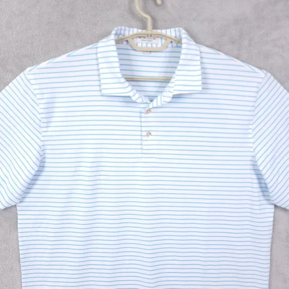 Peter Millar Polo Shirt Summer Comfort Mens XL Blue Golf Striped - Picture 1 of 11